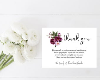 funeral thank you etsy funeral thank you cards personalized