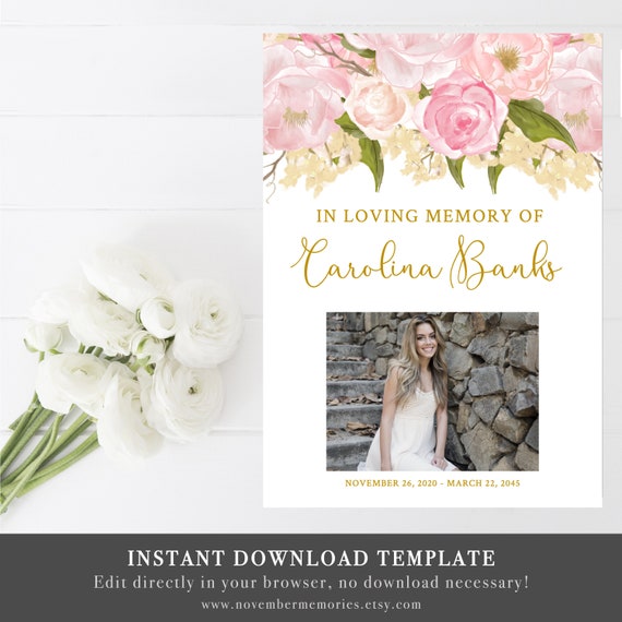funeral program template celebration of life program memorial etsy memorial service program template