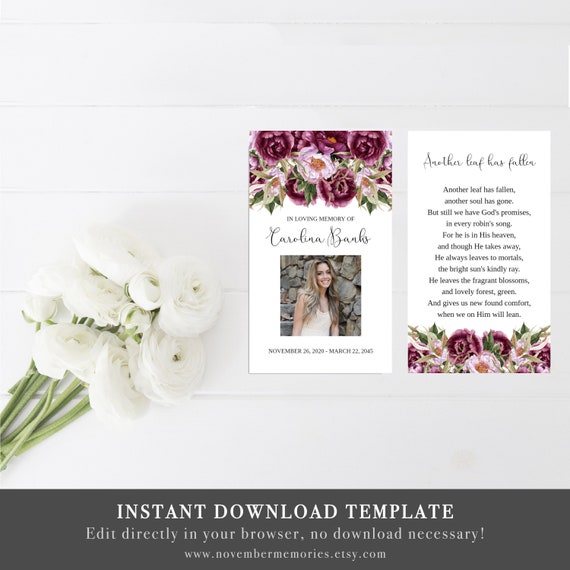Prayer Card Template Funeral Prayer Cards Funeral Favors Etsy