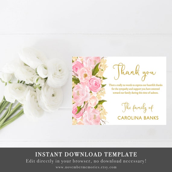 Funeral Thank You Cards Sympathy Thank You Notes Bereavement Etsy