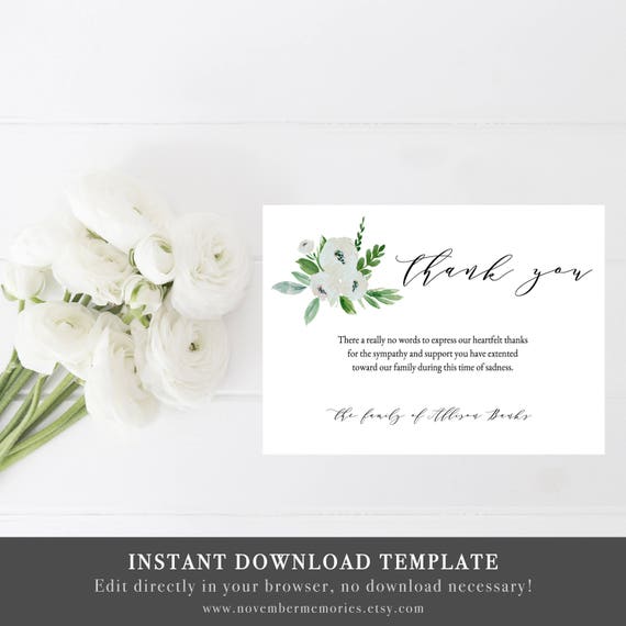funeral thank you cards sympathy thank you cards memorial thank you card thank you notes sympathy card printable sympathy card mother floral sympathy card template