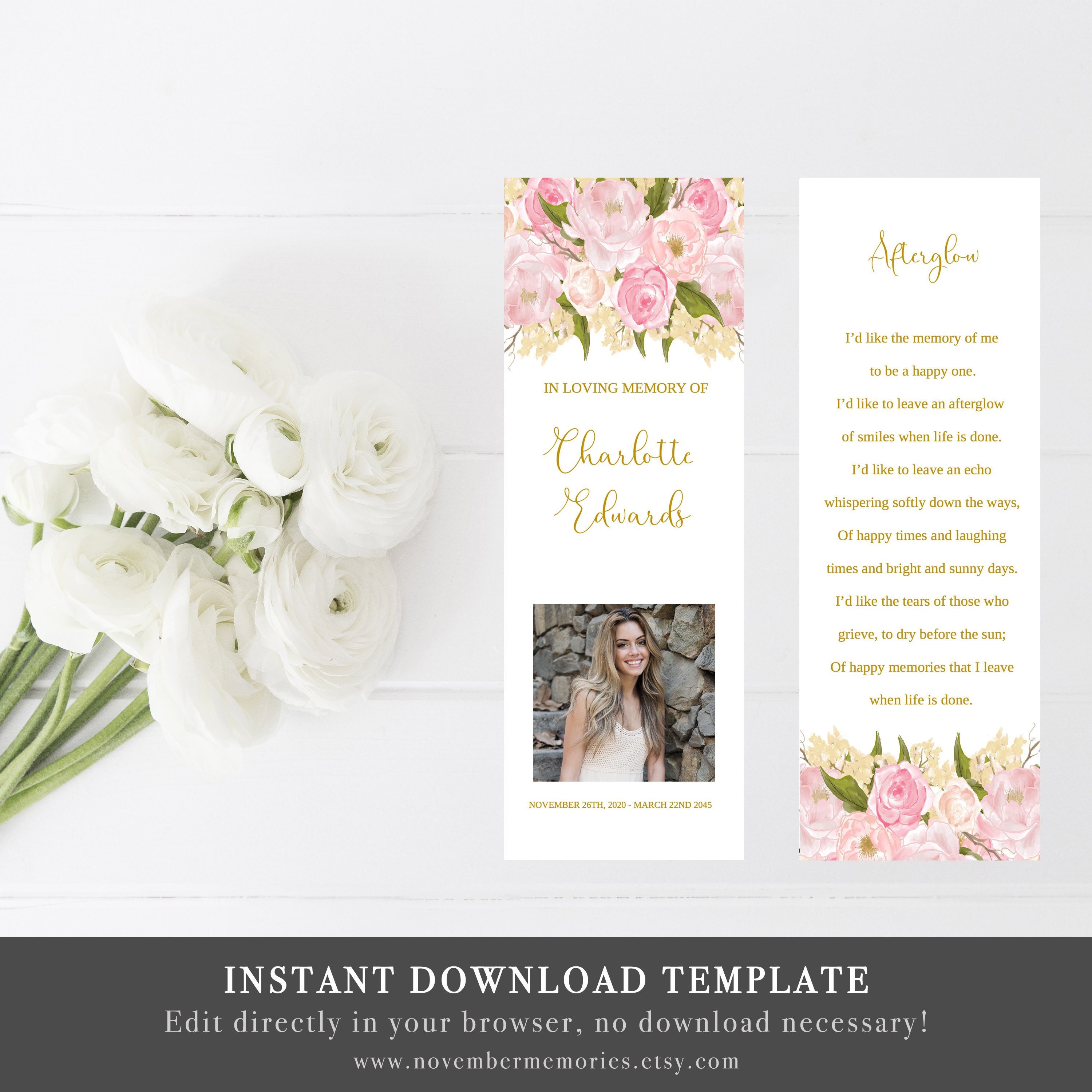 Memorial Service Favors Funeral Favors Prayer Cards Printable Etsy