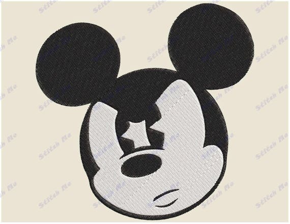 Classic Mickey Mouse Face Filled 10 Embroidery Design Etsy