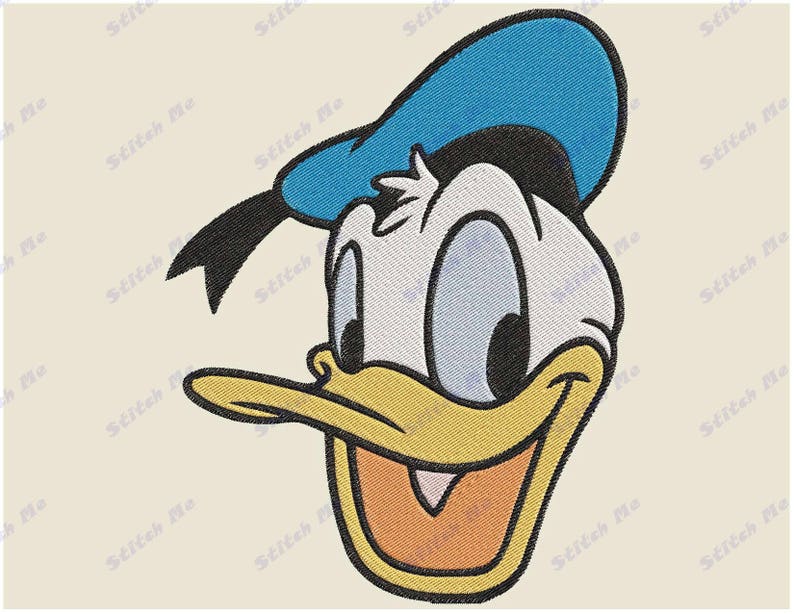 Donald Duck Face Filled 01 Embroidery Design - Instant Download.