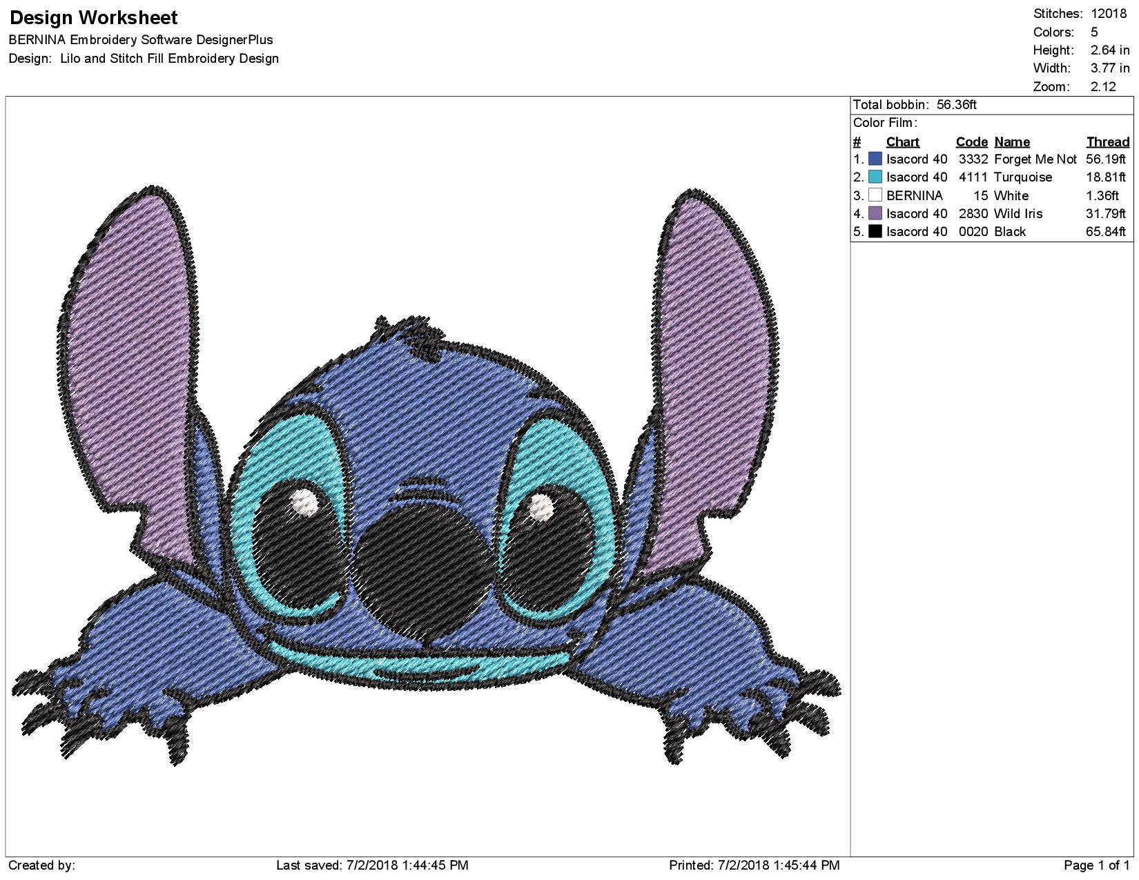 Gun Lilo And Stitch Filled Embroidery Design 1 - Instant Download