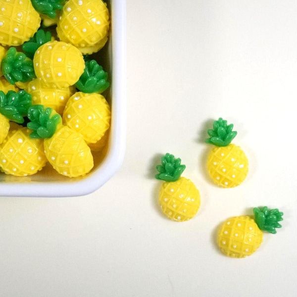 Pineapple Flatback Resin Cabochon Charms, Tropical Fruit Embellishments for Slime, Decoden & DIY Crafts