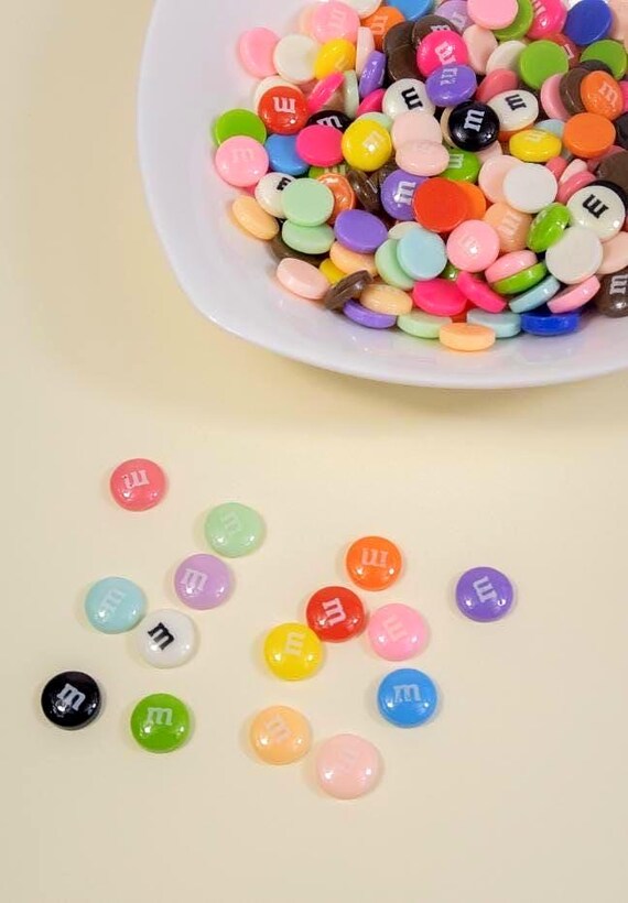 MM Chocolate Candy Flatback Resin Cabochon Charms, Embellishments for Slime, Decoden, Scrapbooking Crafts