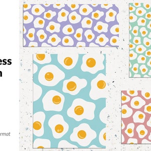 Papel digital de huevo, fondos de desayuno con huevos revueltos, patrones vectoriales de huevo frito, patrón sin costuras, uso comercial