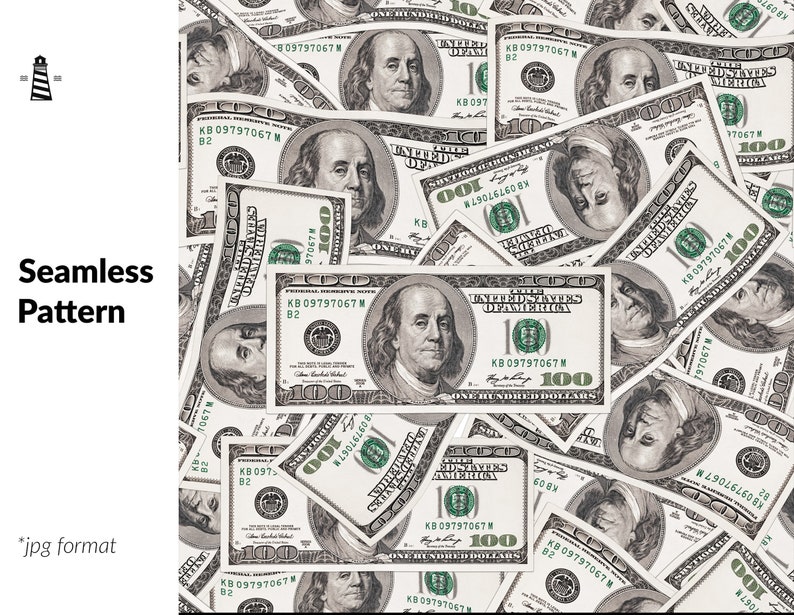 Hundred Dollar Bill Seamless Pattern, Raining Money Digital Paper, 100 ...