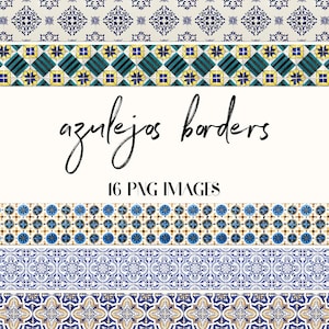 Azulejos Bordüren Clipart, ornamentale Muster, Mosaik Bordüren, Scrapbooking Elemente, ethnische Spitzen, Border Designs