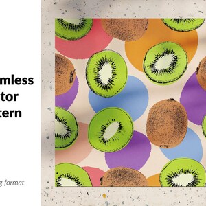Abstract kiwi pattern, background with kiwi slices in modern style, abstract exotic pattern for fashion prints, seamless pattern