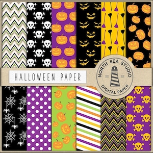 Trick or treat, Halloween digital paper, halloween digital backgrounds, halloween patterns, halloween pumpkin, scrapbook papers
