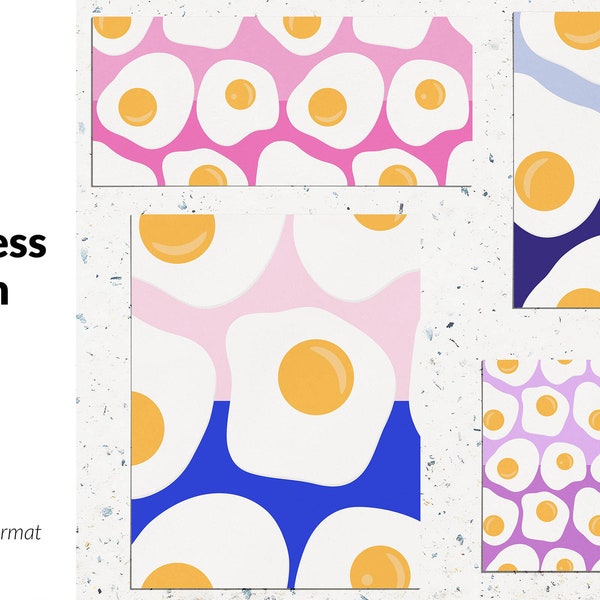 Egg yolk patterns, breakfast digital paper with fried eggs, food vector pattern, seamless patterns, commercial use