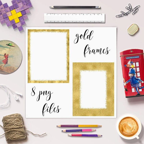 Gold Glitter Frames Etsy