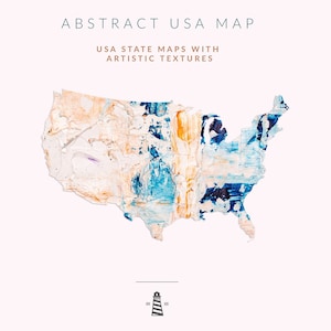 Imágenes prediseñadas de Estados Unidos, mapas estatales de Estados Unidos pintados a mano, formas de 50 estados, uso comercial, descarga instantánea