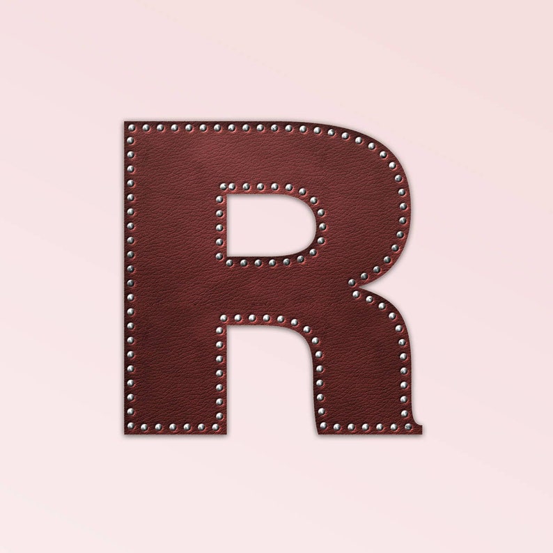 Brown Leather Alphabet Clipart, Leather Rivets, Large Leather Letters ...