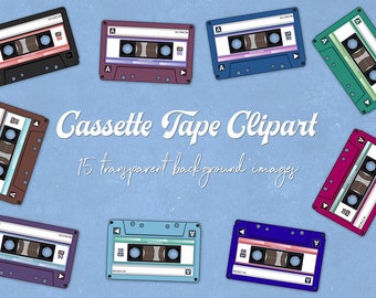 Audio Cassette clipart, vintage cassette tape, audio tapes clipart, 80's cassette tapes, retro music clipart, funky tapes