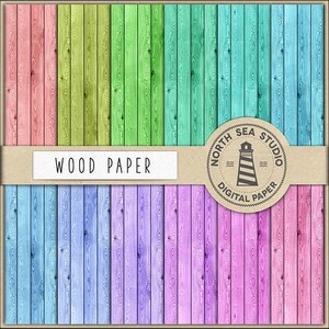 Papel digital de madera, papel de madera colorido, fondos de madera, collage de madera, madera lavada de color, papel de textura de madera