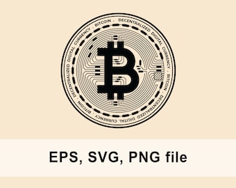 Bitcoin SVG file, cryptocurrency clipart, crypto cut file, bitcoin logo SVG, PNG digital download file