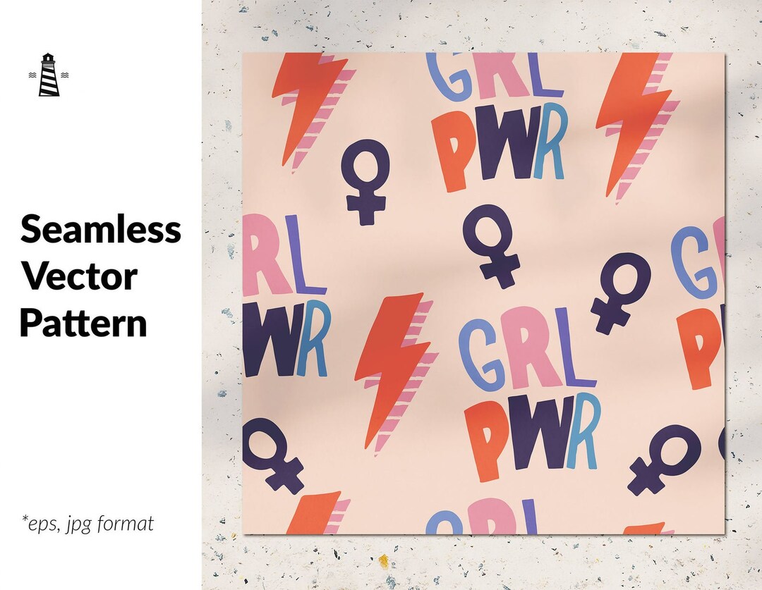 Pwr Background Girl Power Seamless Pattern. GRL PWR Vector Background. Women Movement ...