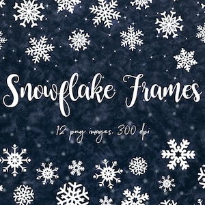 Snow digital borders, winter frames, falling snowflakes, winter overlay clipart, christmas holiday frames, png borders