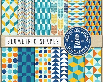 Geometric world | digital paper pack | scrapbook paper | printable backgrounds | 12 jpg, 300dpi files
