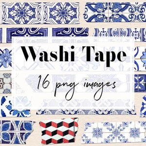 Portugese washi tape, azulejos clipart, Portugese tegels, azulejos washi tape, Portugese clipart, decor grafische elementen