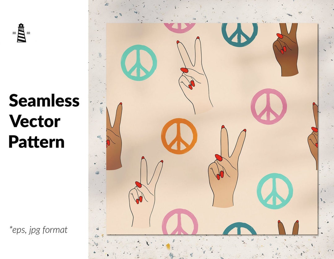 Hippie Seamless Pattern. Pacific Sign Vector Background. Symbol of ...