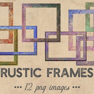 Rustic frames clipart, vintage wood frames, colorful rustic photo frame, photoshop overlays,  wedding frames