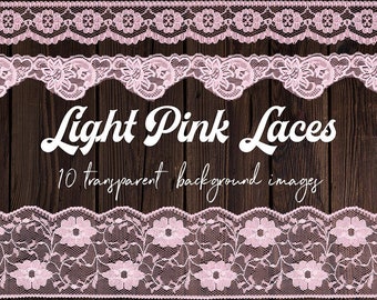 Light pink lace borders, floral lace borders, wedding digital borders, high resolution scans of real laces, lace overlays