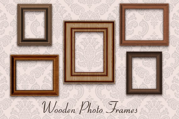Wooden photo frames, Wood frame clipart, wooden picture frames, photoshop overlays, frames for editing collages