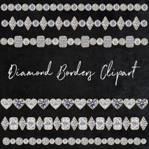 Clipart de bordes de diamantes, diamantes brillantes, invitaciones de boda, scrapbooking, clip art de borde de diamantes, elementos de diseño de diamantes