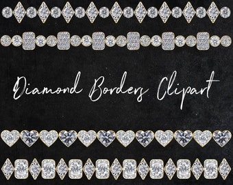 Diamond borders clipart, sparkle diamonds, wedding invitations, scrapbooking, diamond border clip art, diamond design elements