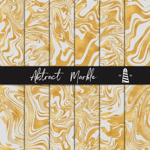 May include: Five seamless digital paper patterns featuring abstract gold marble swirls on a transparent background.  The patterns are perfect for creating digital designs, backgrounds, and textures.
