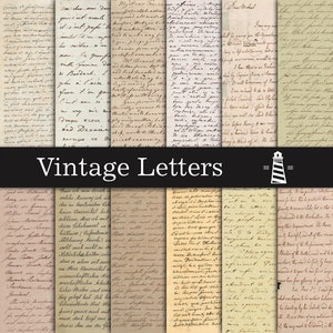 Vecchie lettere carta digitale, lettere di scrittura a mano vintage, sfondi antichi, carta digitale vintage, download istantaneo