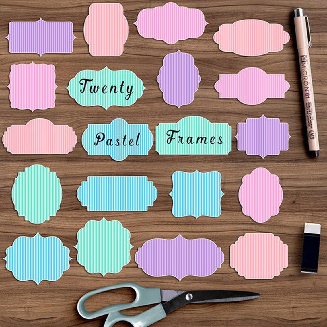 Pastel Frame Clipart Labels Tags Frames Clip Art Pastel Border - Etsy