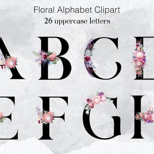 Floral alphabet clipart, wedding flower alphabet, decor png letters, embellished floral alphabet, monogram letters