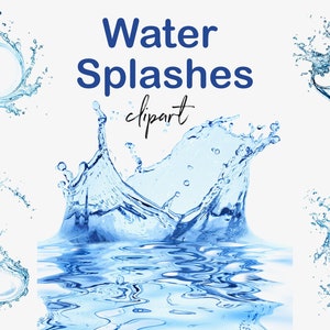 Superposiciones de salpicaduras de agua, clipart de agua, gotas de agua, salpicaduras de líquido de agua clipart, imágenes realistas de agua