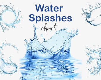 Water splash overlays, water clipart, water drops, water liquid splashes clipart, realistic water images