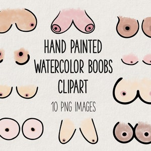Handgezeichnete Aquarell-Brüste, Selbstliebe Aquarell Clipart, sexy Frau, lustige Boobies png Bilder