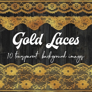 Gold lace borders clipart, gold floral lace borders, wedding digital borders, high resolution lace images, lace overlays