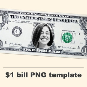 Modello di banconota da un dollaro, sovrapposizione di Photoshop PNG, banconote da 1 dollaro, immagine monetaria, uso commerciale
