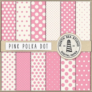 Love pink polkadot digital paper polka dot paper pink backgrounds digital scrapbooking 12 jpg 300 dpi files download