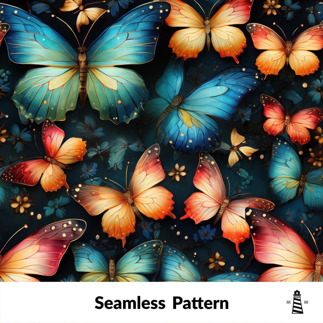 Watercolor Butterfly Seamless Pattern, Butterflies Contemporary Pattern ...