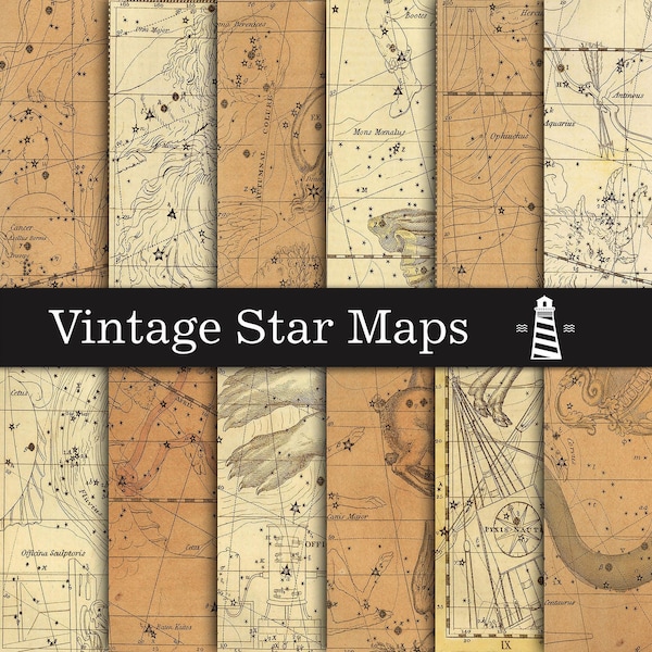 Antique Map digital paper, old star map backgrounds, astrology images, vintage star map papers, instant download