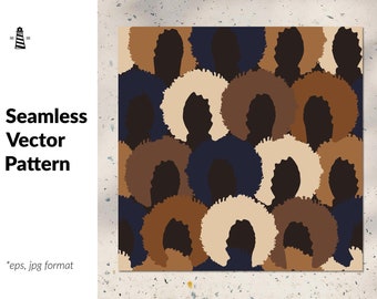 Afro pattern, background with black people, black lives matter, vector pattern, seamless pattern, commercial use