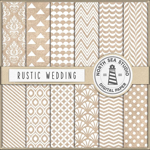 RUSTIC WEDDING Digital Paper / Rustic Wedding Printable Paper