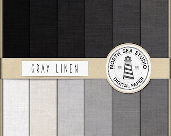 Gray linen, scrapbook papers, shades grey linen digital paper, linen backgrounds, canvas texture in black and white