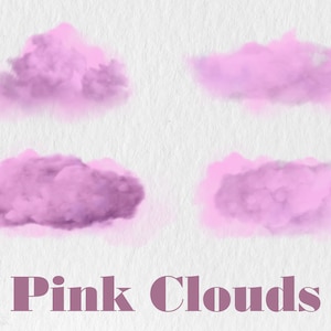 Pink clouds overlays in PNG format, photoshop overlays, design elements for graphic design, instant download for commercial use