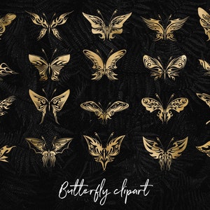 Butterflies Clipart, Gold Foil Butterfly, Butterflies Clip Art, Rose Gold  Butterflies, Spring Graphics, Golden Insects, Garden Images, Mothe 